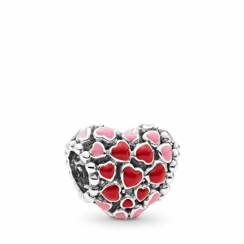 Pandora Australia Red & Pink Hearts Charm - Sterling Silver | TQIORU827